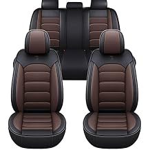 Waterproof Car Seat Covers Full Set for Seat Ibiza 2009-2025 Nappa Leather Seat Covers Front and Rear,Anti Slip Seat Protector,Airbag Compatible Interior Covers Fit for Most Cars SUV,Black/Brown