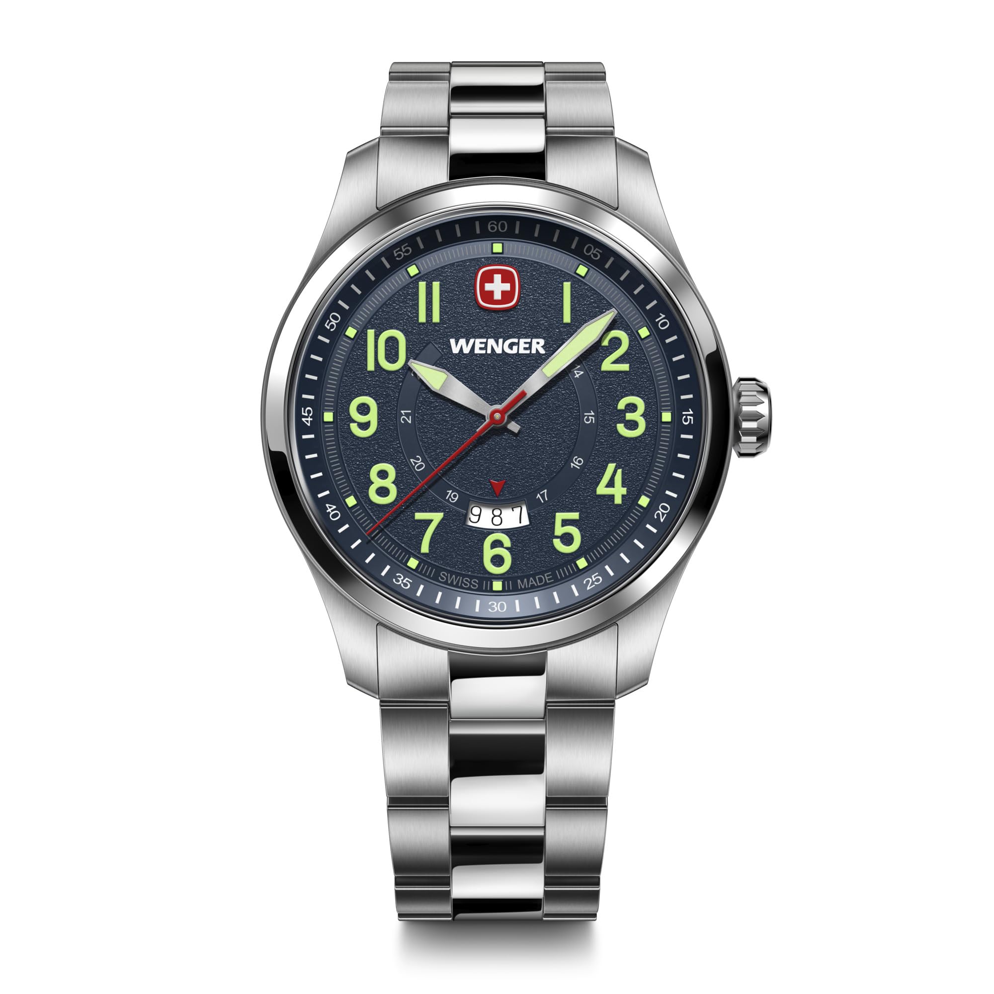 WENGER Herren Armbanduhr Terragraph Analog Quarz, Ø 43 mm, Swiss Made, Wasserdicht bis 100 m