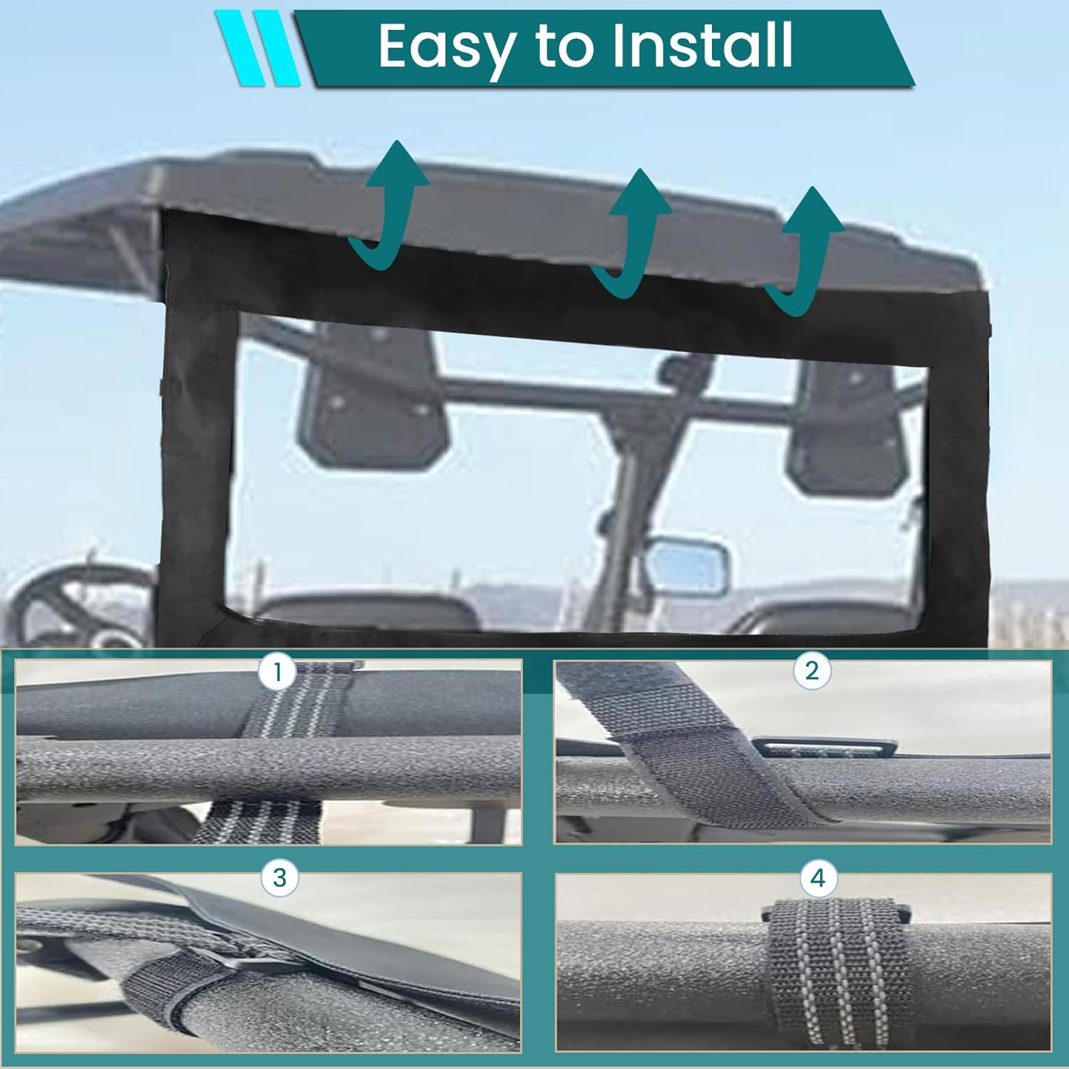 QYMOTO Polaris Midsize Ranger 570 Rear Window,Soft Rear Windshield, Dust Panel for Polaris Midsize Ranger 500 570 Crew ETX EV SP with Pro-fit Roll Cage Back Window (NOT for Round Tube)