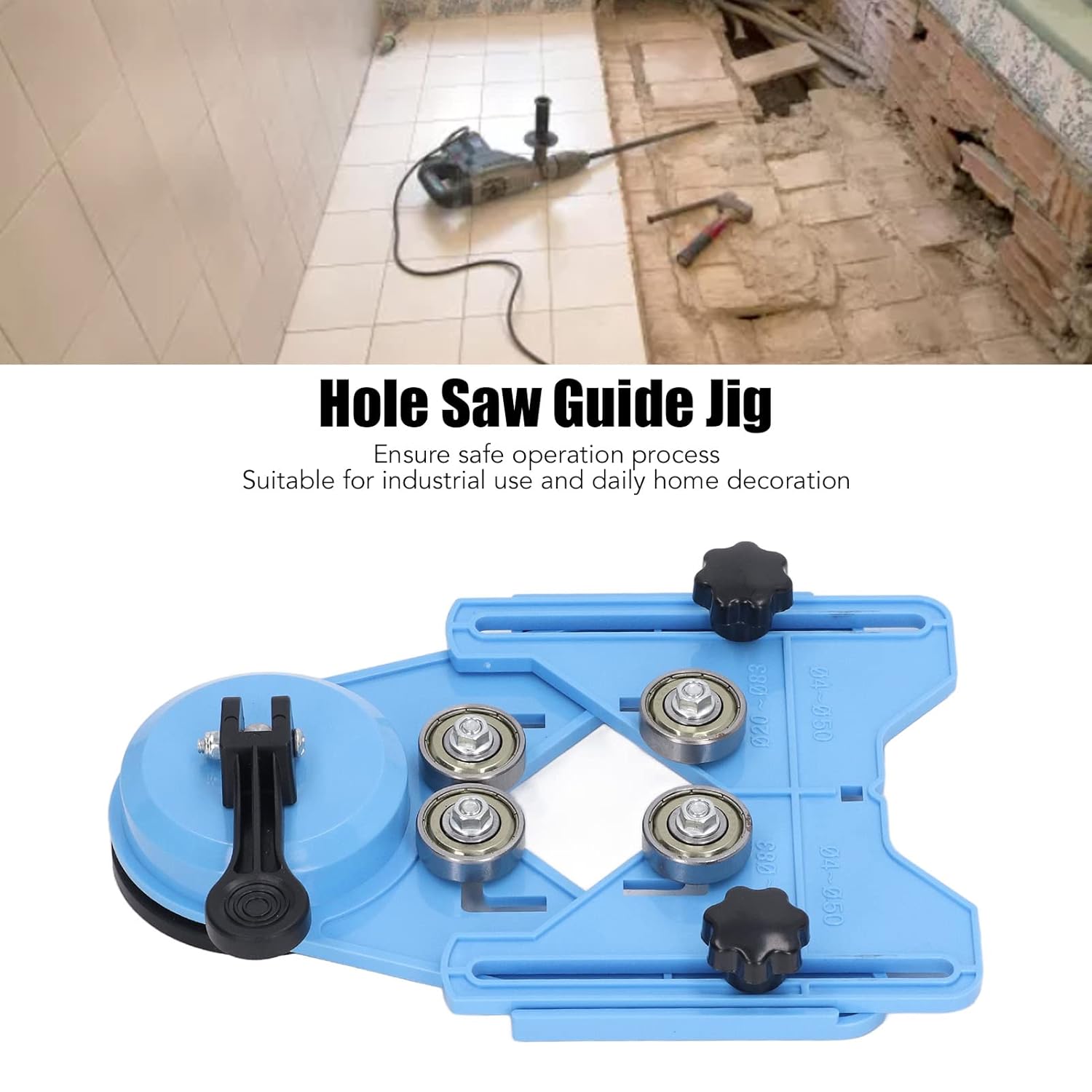 Blue Drill Bit Hole Saw Guide Jig, Tile Hole Drill Guide Locator with Suction Cup, Hole Saw Guide Jig Fixture, for Marble, Glass Centering Locator Holder Jig Fixture