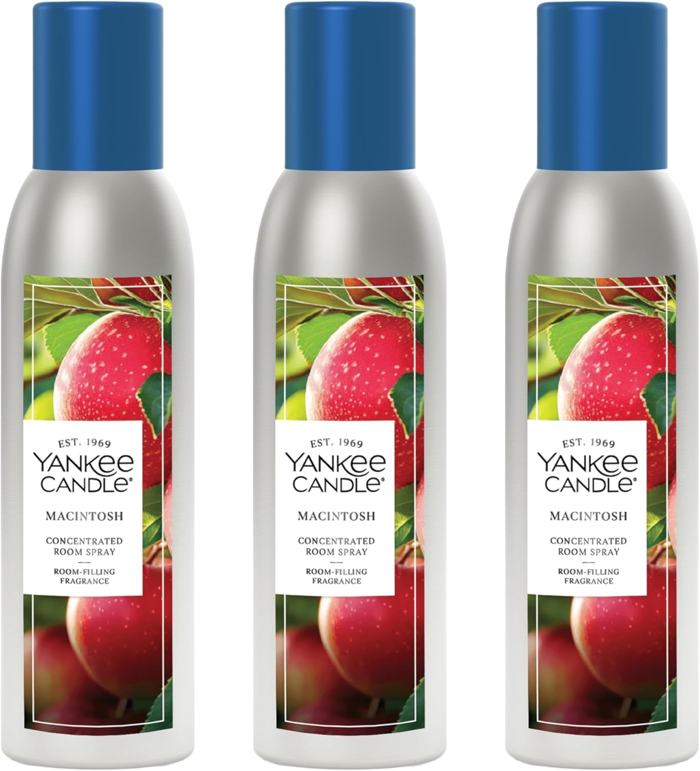 Yankee Candle Concentrated Room Spray Air Freshener, Instant Home Fragrance, Odor Eliminating Spray, Macintosh (Pack of 3)