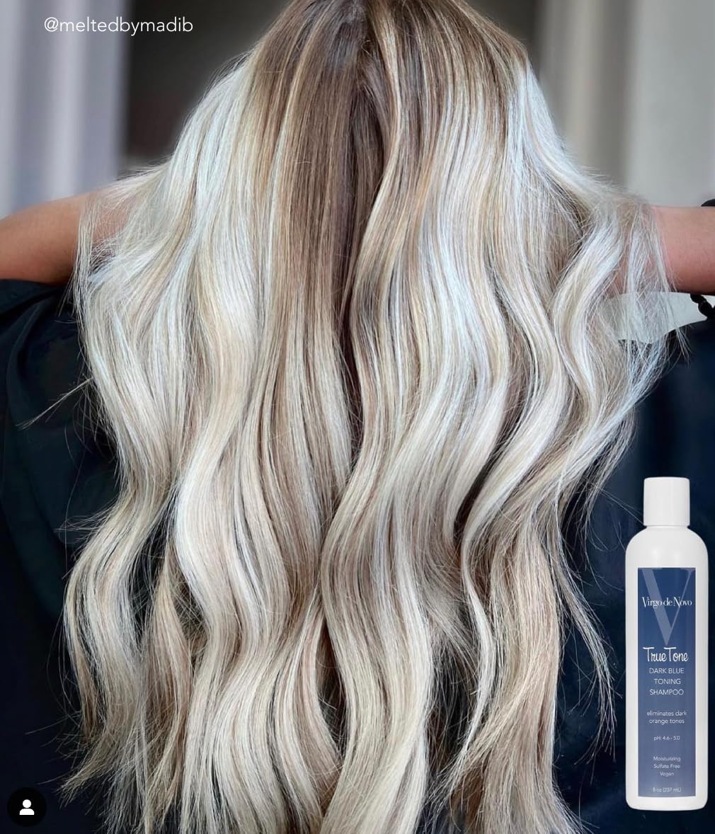 Virgo de Novo Extra Dark Blue Toning Shampoo 8 oz – Neutralizes Dark, Stubborn Orange & Brassy Tones in Lightened Brunette, Brown & Balayage Hair – Non-Drying, Sulfate-Free, Vegan, Color-Safe Cleanser - Image 3