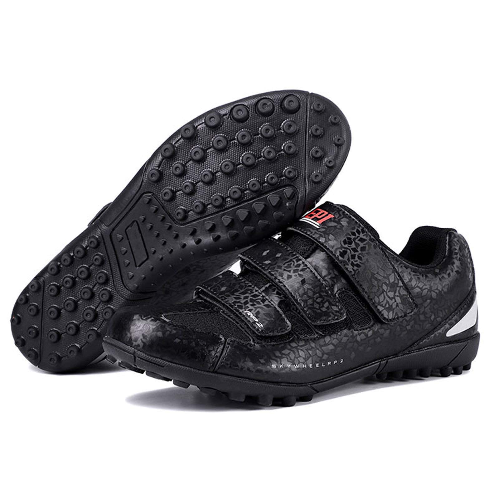 Sebasty Chaussures de Cyclisme pour Hommes,Chaussures de Vélo de Montagne, Chaussures de Conduite Respirantes Polyvalentes,Semelle en Caoutchouc Antidérapante et Résistante à l'usure,Black-46
