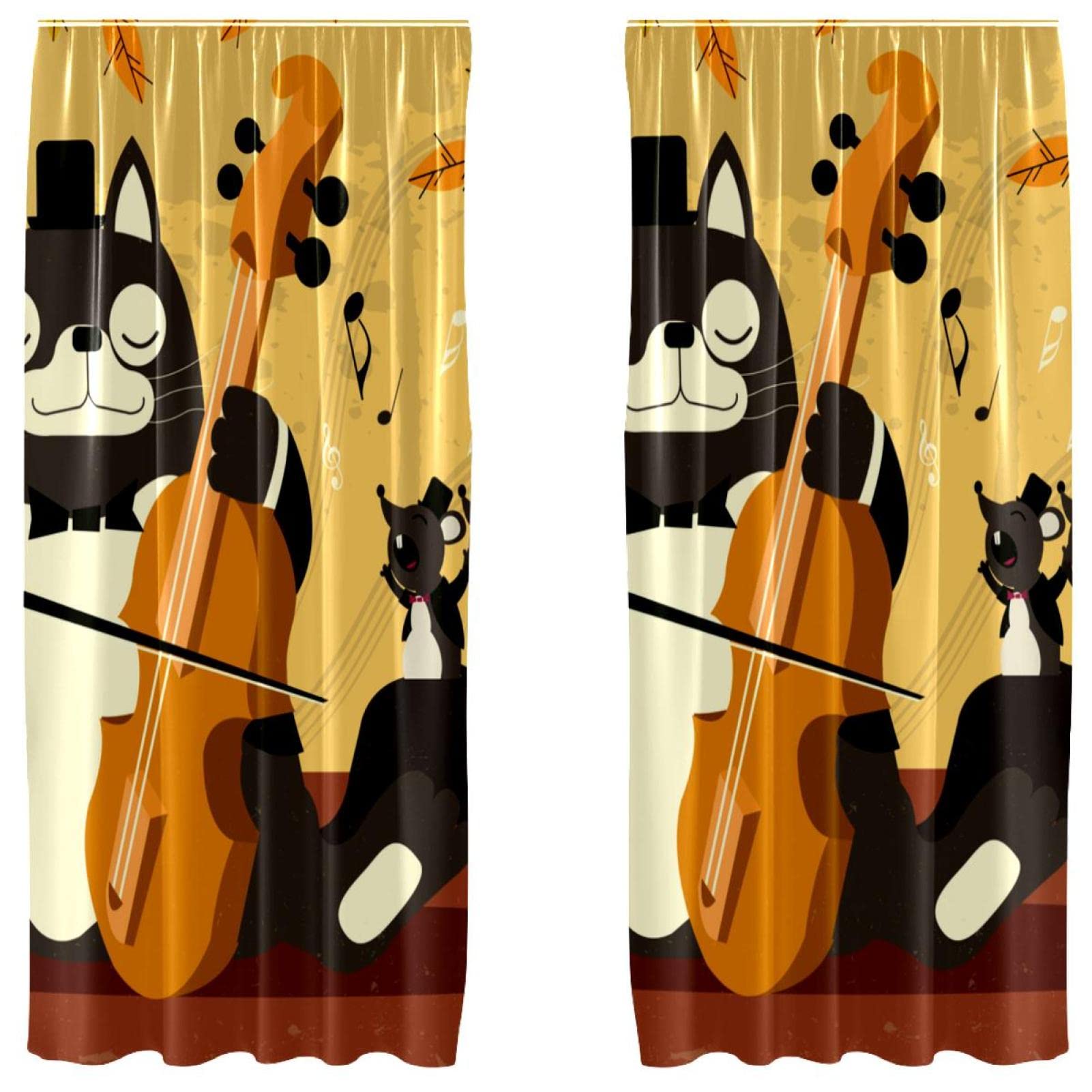 Cortinas de gato violinista de 55x84 pulgadas para salón y dormitorio juego de 2 paneles modernos