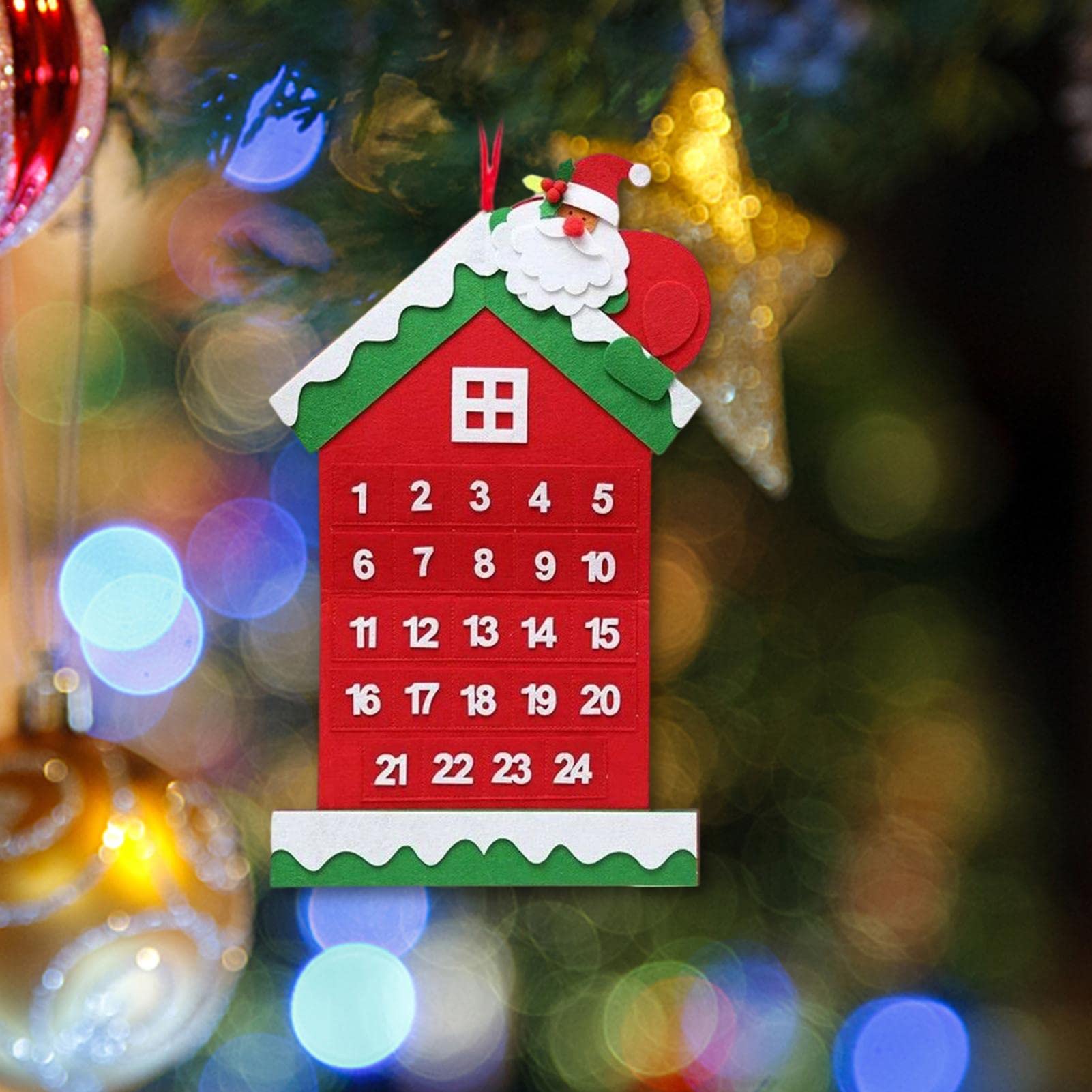 Abonda Filz Weihnachtsbaum, pädagogisch handgefertigt DIY Vlies Cartoon Weihnachtsbaum Anhänger für Kinder, Countdown Kalender Anhänger | Weihnachtsbaum Anhänger für Kinder, Countdown Kalender Anhänger