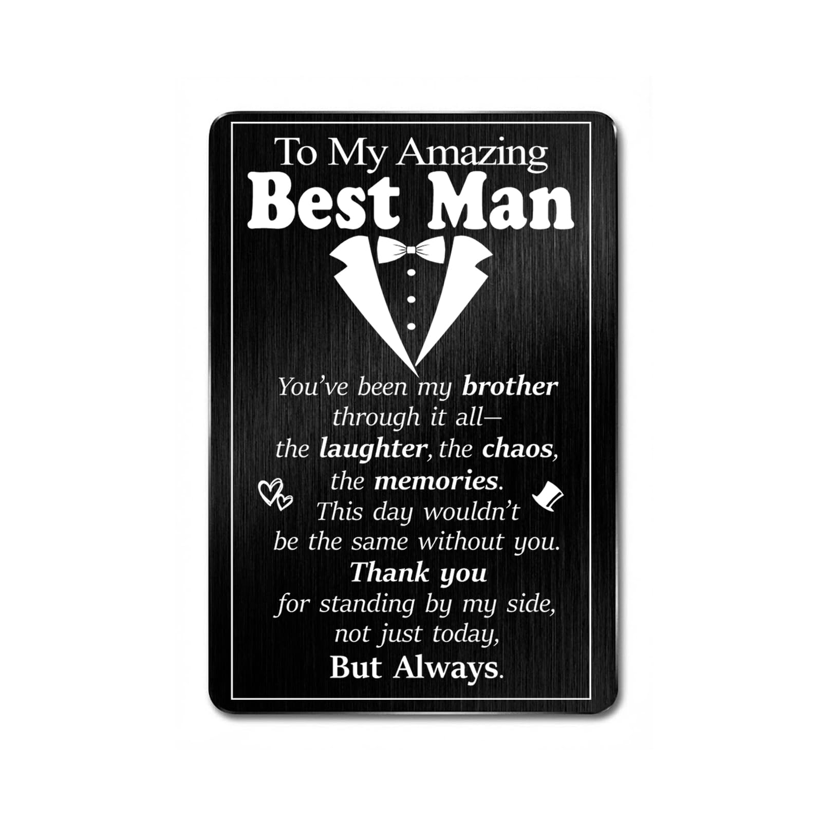 Hewonnn Best Man Gifts from Groom - To My Best Man Wallet Card - Wedding Day Gift for Brother or Friend, Thank You Card for Standing by My Side — image 1