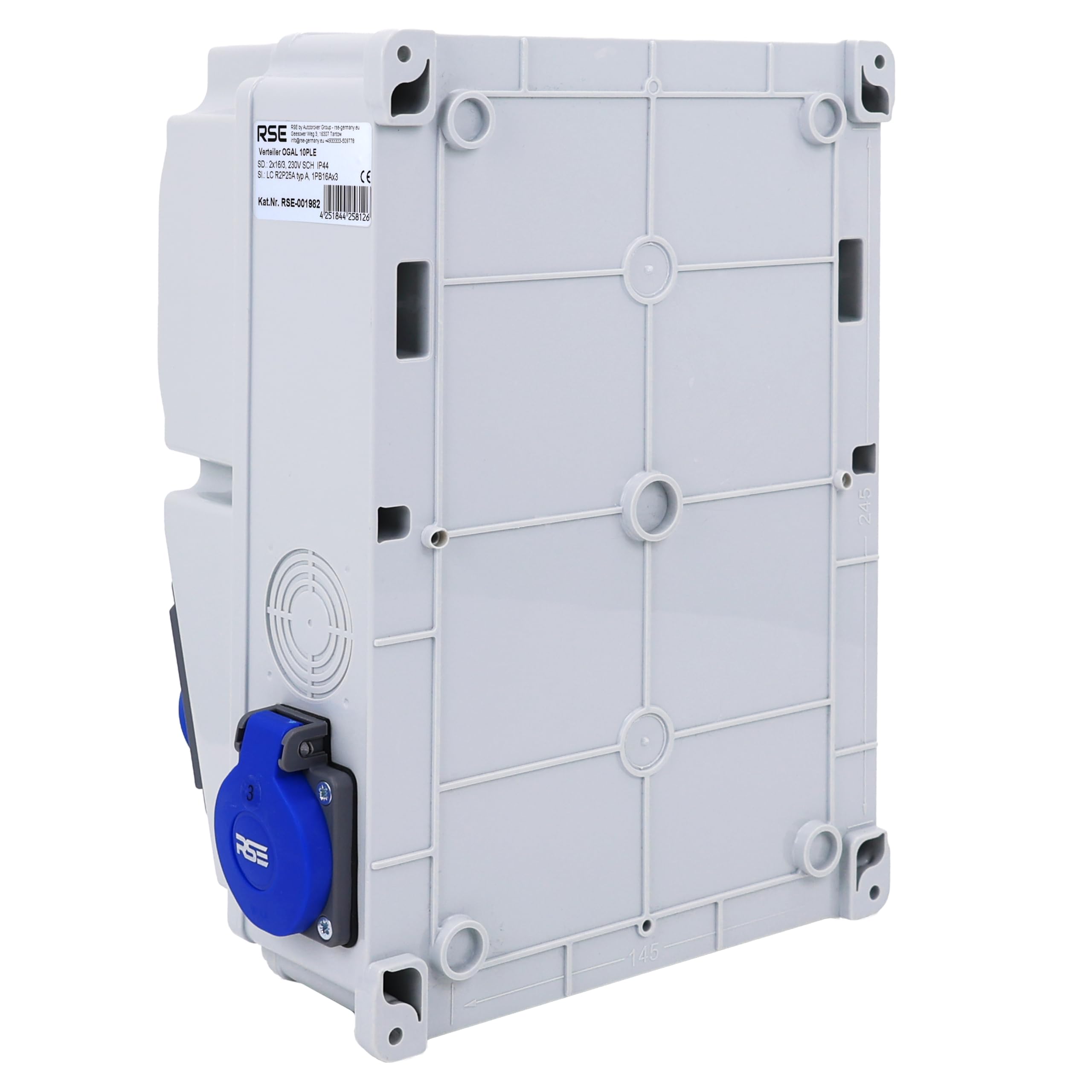 Rozdzielacz kempingowy rozdzielacz ścienny całkowicie okablowany CEE 16A 230V z wtyczką kempingową licznik IP65, 11. 1 x 230 V + 2 x kemping + LS+FI