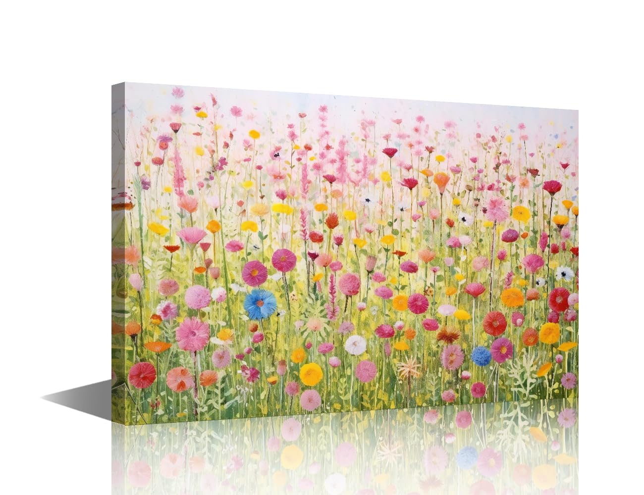 TISHIRON 1 Piece Botanical Wall Art for Home Wall Decor Wildflowers Canvas Wall Art, Blooming Floral Landscape Posters Prints Pictures for Home Decoration Living Room, 36x24in — image 1