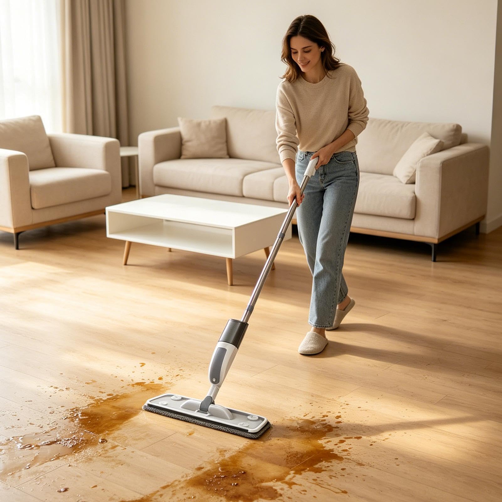 Mopa Con Pulverizador Herramienta De Limpieza Para El Hogar Que Sirve Tanto | Mopa plana para suelos para Dormitorio Apartamento Suelo Laminado Baldosas H