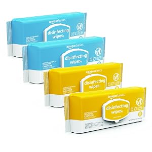 Amazon Basics Disinfecting Wipes Lemon Fresh Air Scent Multi-Surface Sanitizes Cleans Disinfects Deodorizes Strong Convenient 320 Count 4