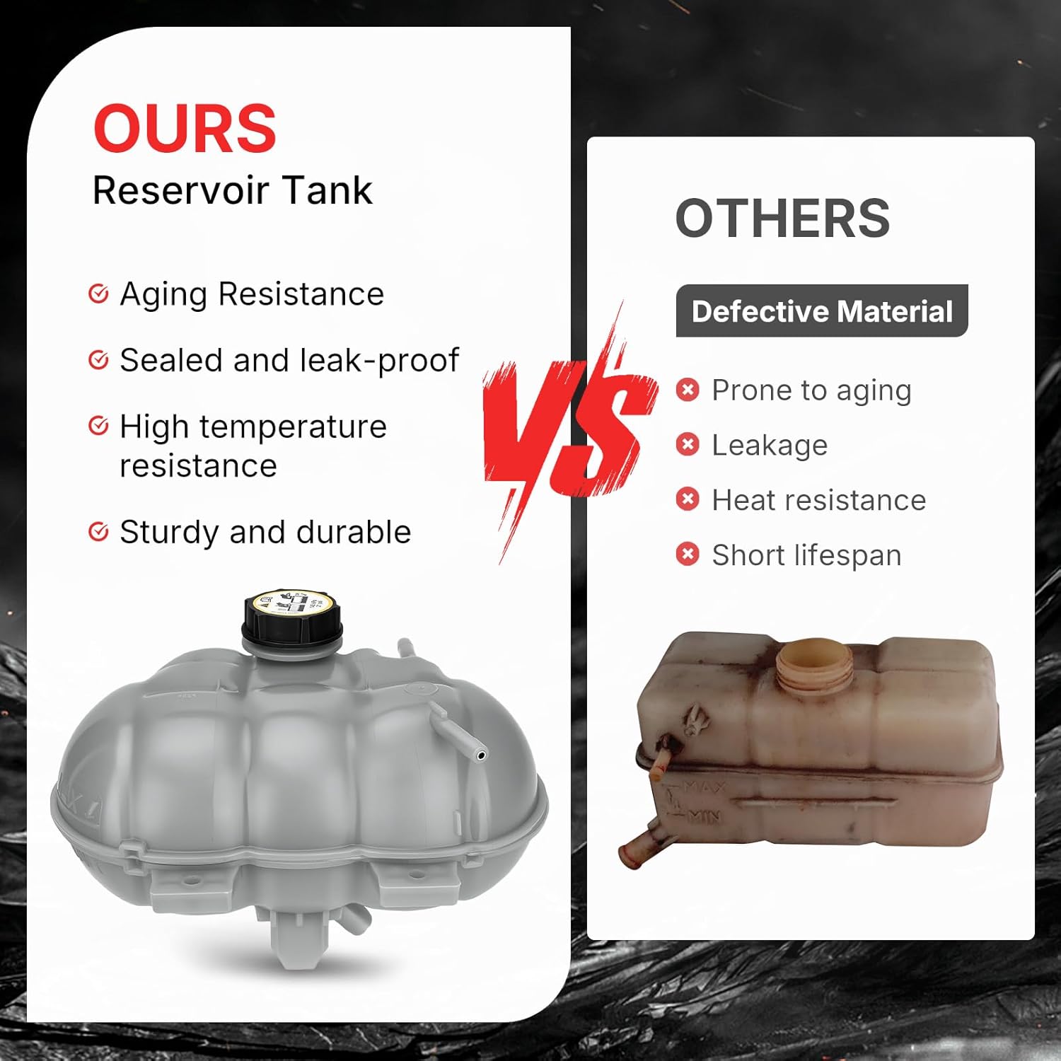 603-285 Engine Coolant Reservoir Tank with Cap for Ford Mustang 2015-2023 Overflow Bottle Replacement Parts DG9Z8100A FO3014168 FR3Z8A080A