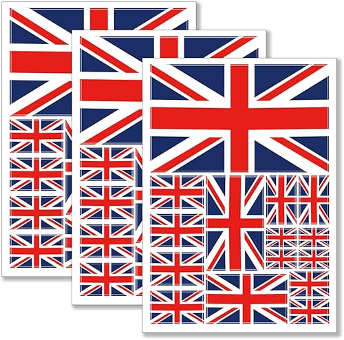 QQSD Adhesivo de bandera británica del Reino Unido Union Jack en varios tamaños, paquete de 3, 11.7 x 8.3 pulgadas