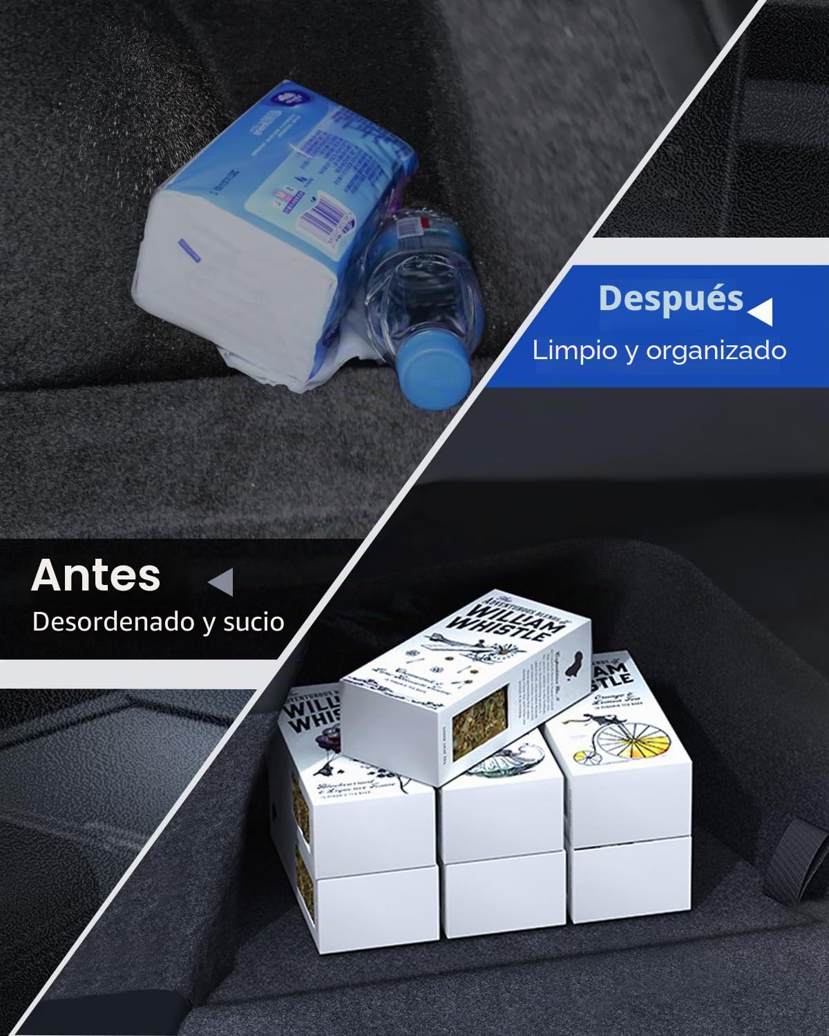 Organizador de Maletero 2 Unidades para Tesla Model 3 2024-2026 TPE Caja de Almacenamiento de Maletero con Cubierta flocada, Impermeable y Antideslizante, Tesla Model 3 Highland Accesorios