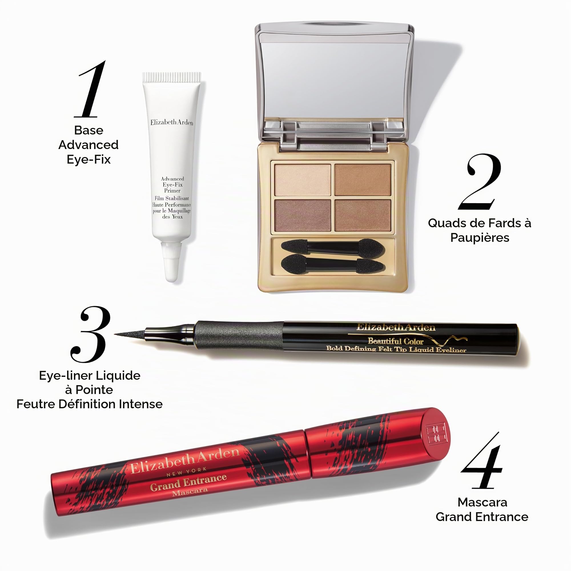 Elizabeth Arden, Palette 4 Couleurs Ombres à Paupières, Fards à paupières, Haute Intensité, Mat, Irisé, Ultra-velouté, Longue tenue