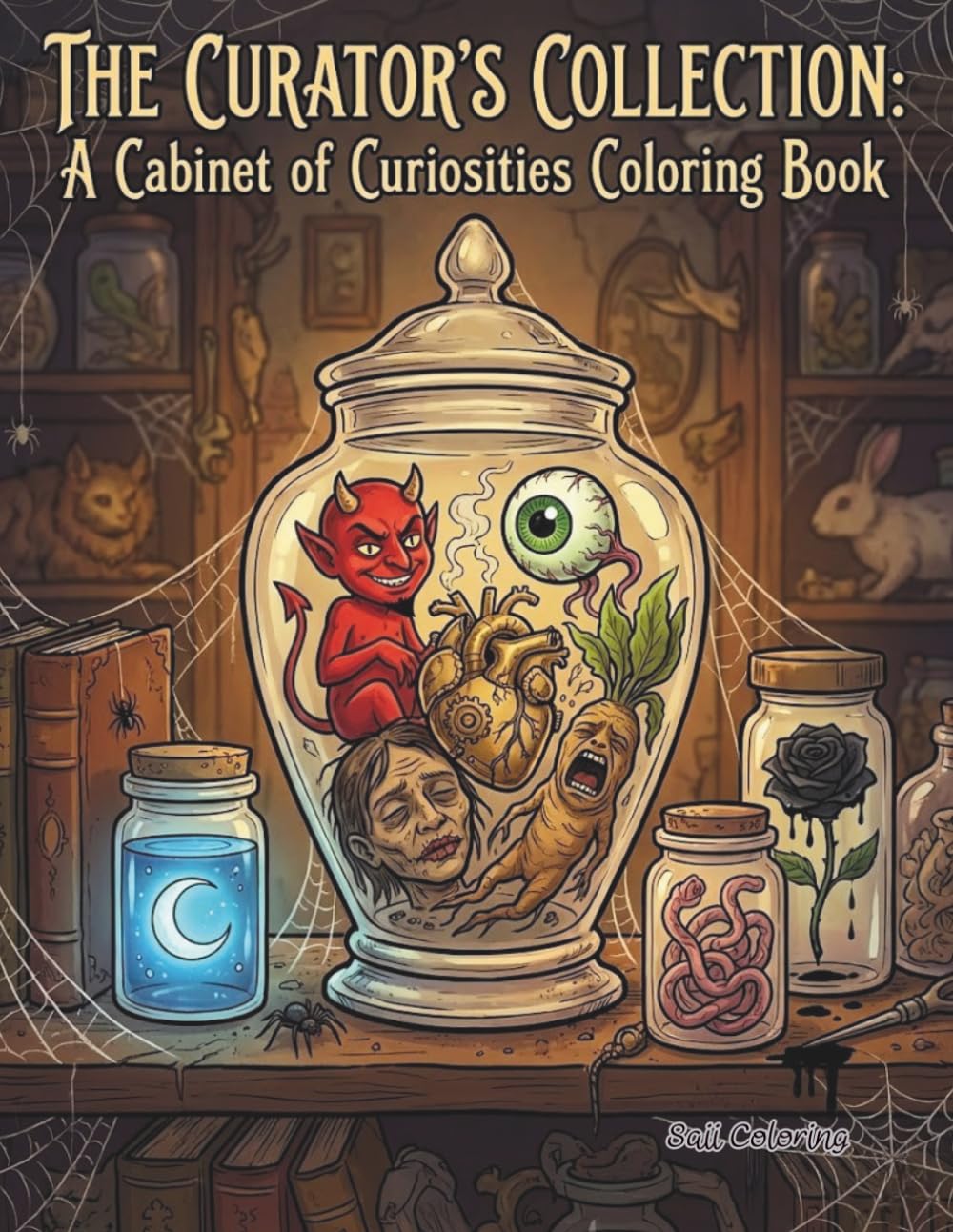 THE CURATOR'S COLLECTION: A Cabinet of Curiosities Coloring Book: Creepy, Macabre, and Gothic Oddities to Color for Adults and Teens