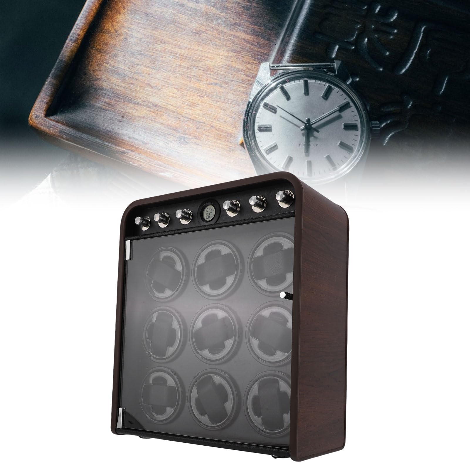 Sensore di umidità della Temperatura Silenzioso per Avvolgitore di Orologi per Orologi Automatici di Lusso per Appassionati di in Legno