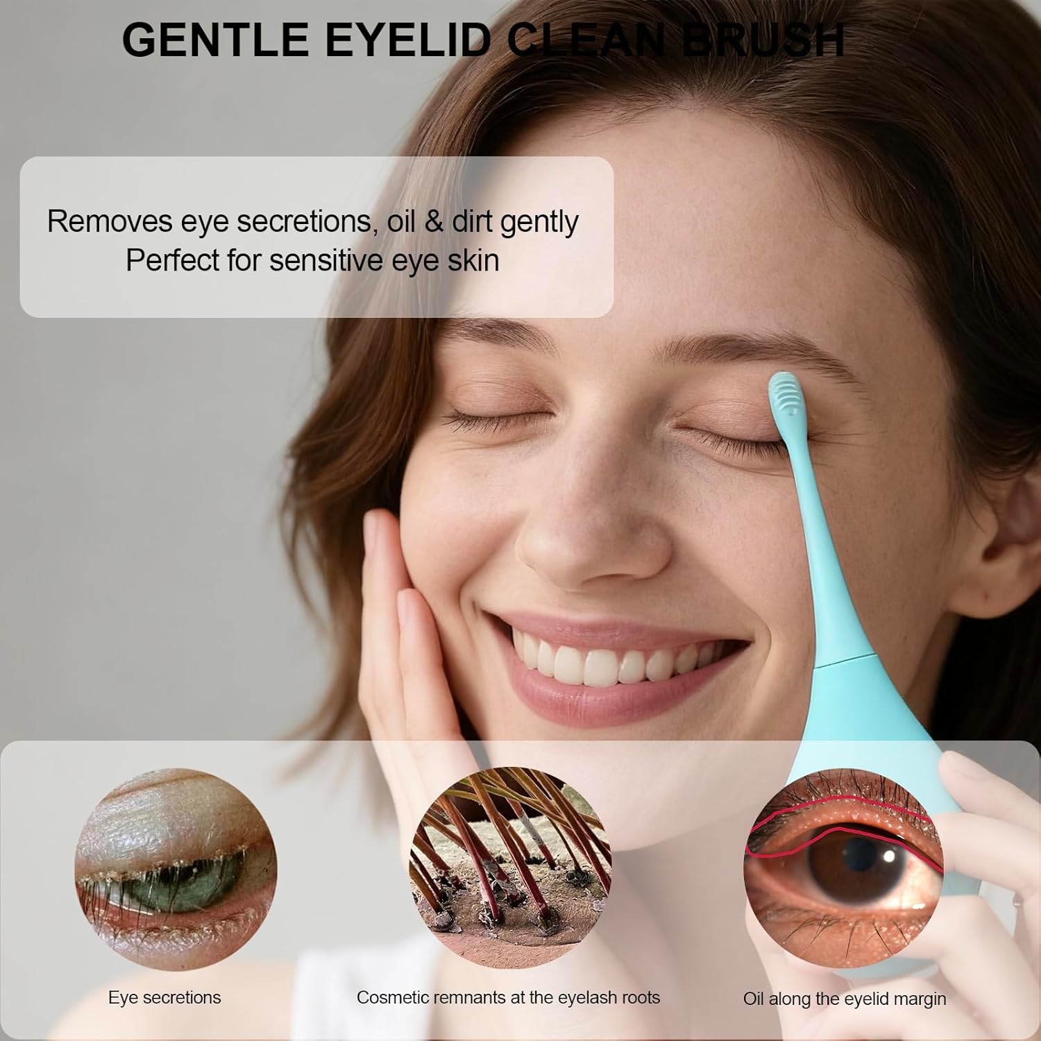 Electric Vibrating Eyelid Brush with Soft Silicone for Sensitive Eyelids,Gently Cleans Eyelid Margins,Removes Dirt,Oil.Blepharitis and Dry Eyes Relief,Lid Scrubbing Device Machine (Blue) - Image 2