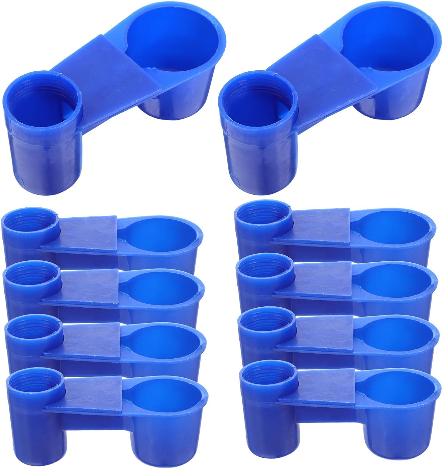10pcs Automatic Bird Drinker Cups Blue Plastic Wire Cage Water Dispenser for Small Parakeets Pigeons Parakeets Efficient Hydration and Flock Management in Aviary or Bird Cage