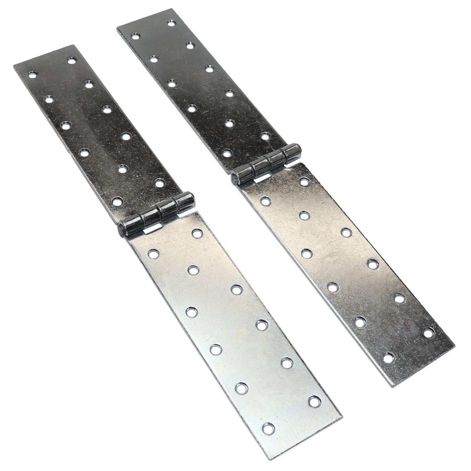 SolaDirect Pack of 2 x 300 mm Backflap Hinge, Galvanised, Silver Steel, Weather Resistant, Rust Corrosion Proof, Strap Hinges for Indoor or Outdoor Use On Gates, Sheds, Gazebos, Wardrobes, Chests