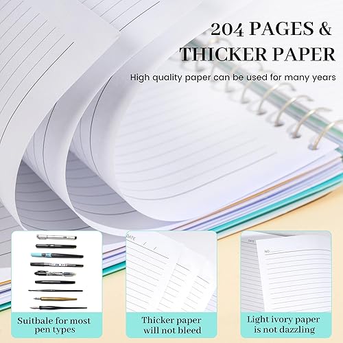 Miniatura 4 de CAGIE Cuadernos de espiral para trabajo escolar con pestañas divisorias extraíbles, tamaño pequeño A5 de 5 materias, cuaderno de notas