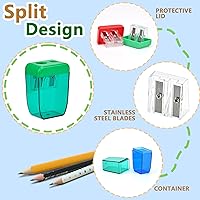 Vista 3 de AUSTARK 24 sacapuntas manuales, pequeños sacapuntas de doble agujero a granel para escuela, oficina, hogar, suministros de regreso a clases