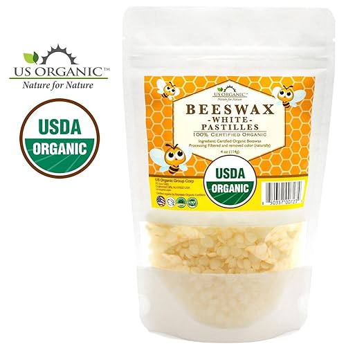 Miniatura 3 de US Organic. Pastillas de cera de abeja orgánica, de calidad Premium, 100% certificado por la USDA ideal para proyectos (velas, bálsamo de labios,