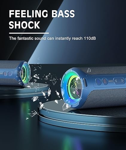 Miniatura 20 de Ortizan Altavoces Bluetooth, altavoz estéreo inalámbrico portátil – IPX7 impermeable, 30 W RMS (pico de 40 W), sonido fuerte, graves profundos, luz