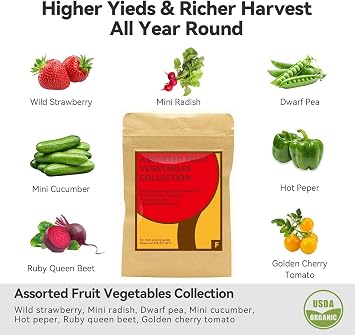 inbloom Fruit Seed Pod Kit for AeroGarden, Ahopegarden, GARDENCUBE, MUFGA, iDoo Hydroponics Growing System, 7-Pods (350+ Seeds Include Strawberry, Tomato, Cucumber, Pea, Ruby Queen Beet)