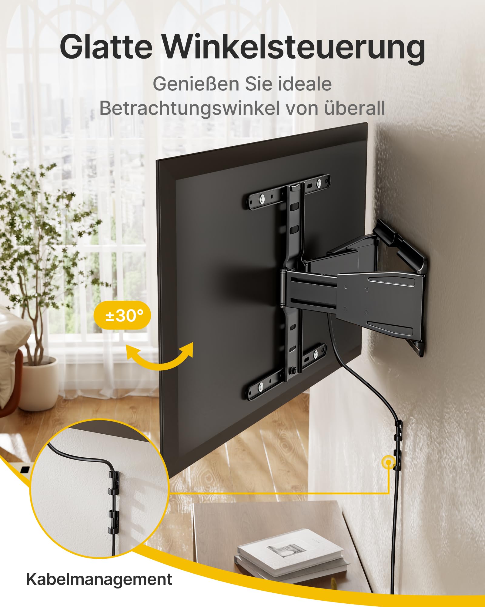 monTEK 0.77" Ultra Slim TV Wandhalterung für 37-75 Zoll Fernseher, Schwenk & Neige & Nivellier & Ausziehbare TV Halterung mit Gelenkigen Doppelarmen, MAX VESA 400x400 mm, bis zu 65 kg