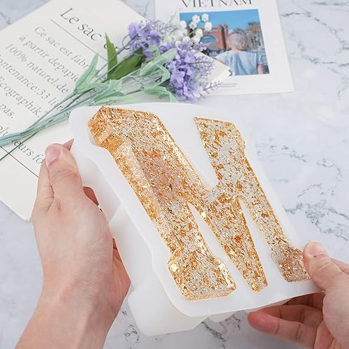 Miniatura 4 de Gartful Moldes de letras grandes de 7 pulgadas para resina molde de resina epoxi del alfabeto mayúscula M moldes de letras de silicona 3D gruesos de