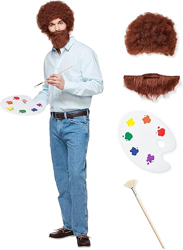 Spirit Halloween Disfraz de Bob Ross para adultos, con licencia oficial, cosplay de Bob Ross, disfraz de Halloween fácil