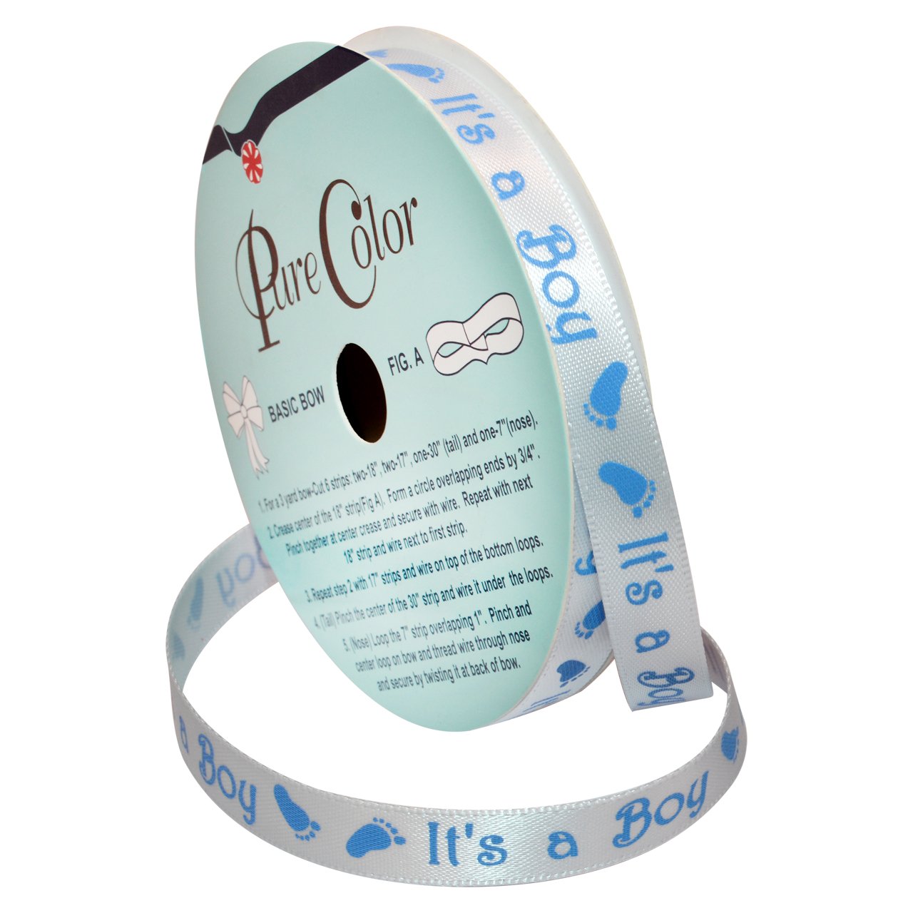 Morex Ribbon Special Occasions Ribbon: It's a Boy, Polyester, 3/8-Inch by 10-Yard, Light Blue, Item 90202/10-02