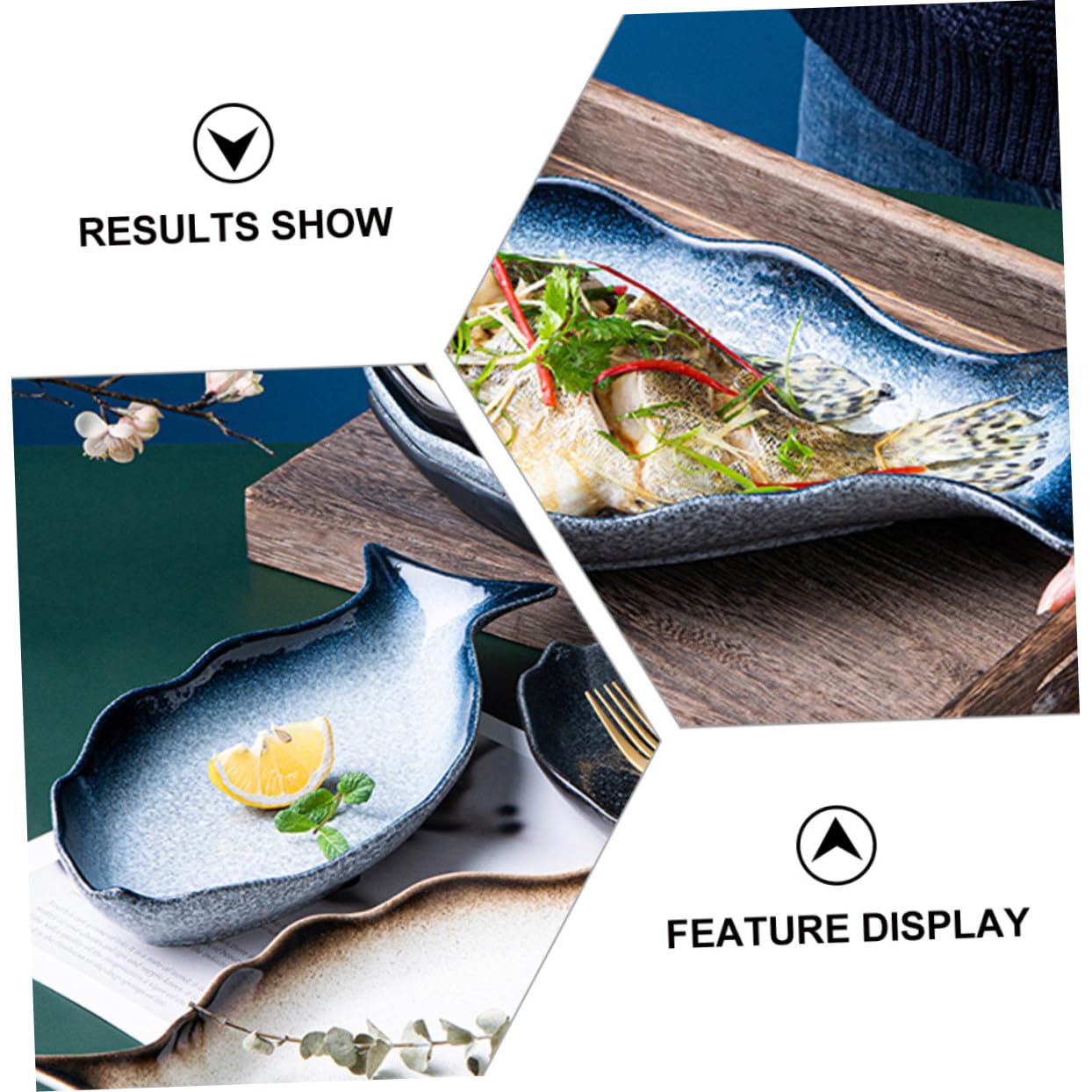 VICASKY Piatto Ceramica Forma di Pesce per Portata e Vapore | Servizio Pesce e Frutti di Mare, Antipasti in Tavola, Idea Regalo per Casa e Cucina