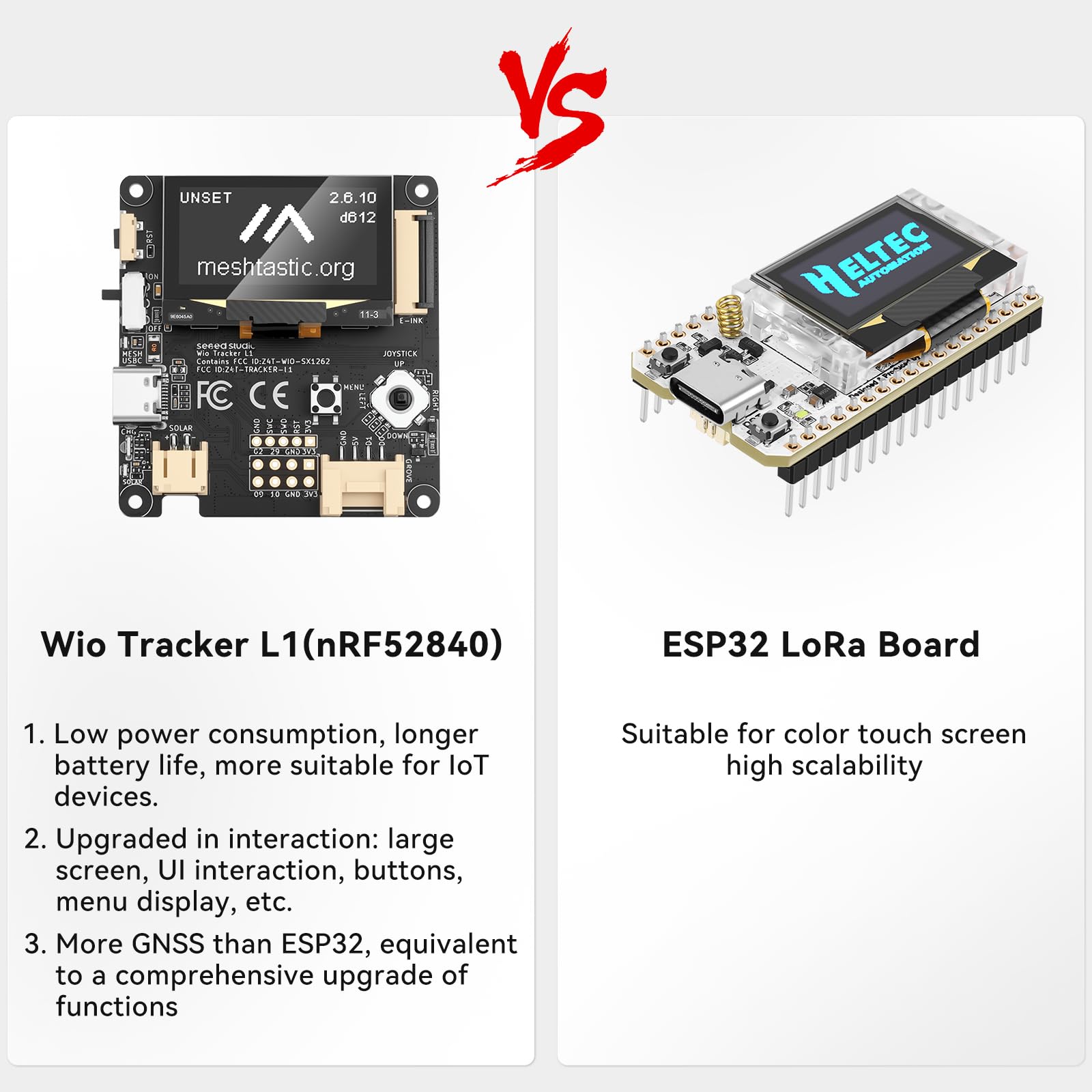 Wio Tracker L1 - Set di 2 schede con batteria da 3000 mAh e alloggiamento - Wio SX1262 nRF52840 Kit modulo per Ar duino Meshtastic LoRa, Blue tooth 5.0, GPS GNSS, batteria di tipo C, ricarica solare