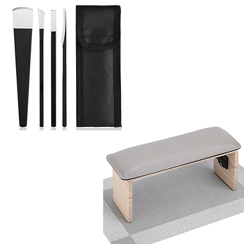 Segbeauty Juego de 4 cuchillos de pedicura, cuchillo de uñas encarnadas, pinzas de corrección con bolsa de transporte y 3 reposamanos de altura