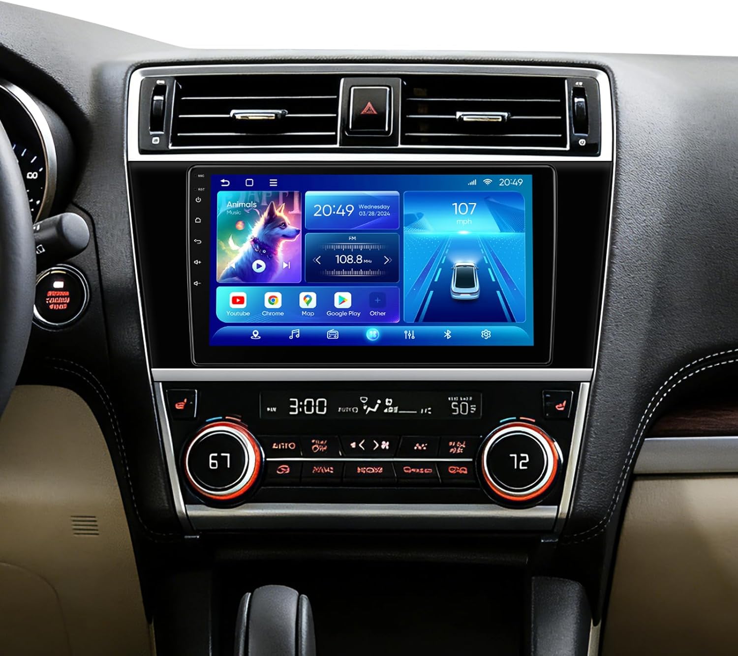 9 inch QLED Car Stereo for Subaru Outback Legacy 2015-2019 Head Unit, Touch Screen GPS Navigation Upgrade with Wireless CarPlay/Android Auto 5G WiFi,Android 14.0 OS 8-core 2+32G