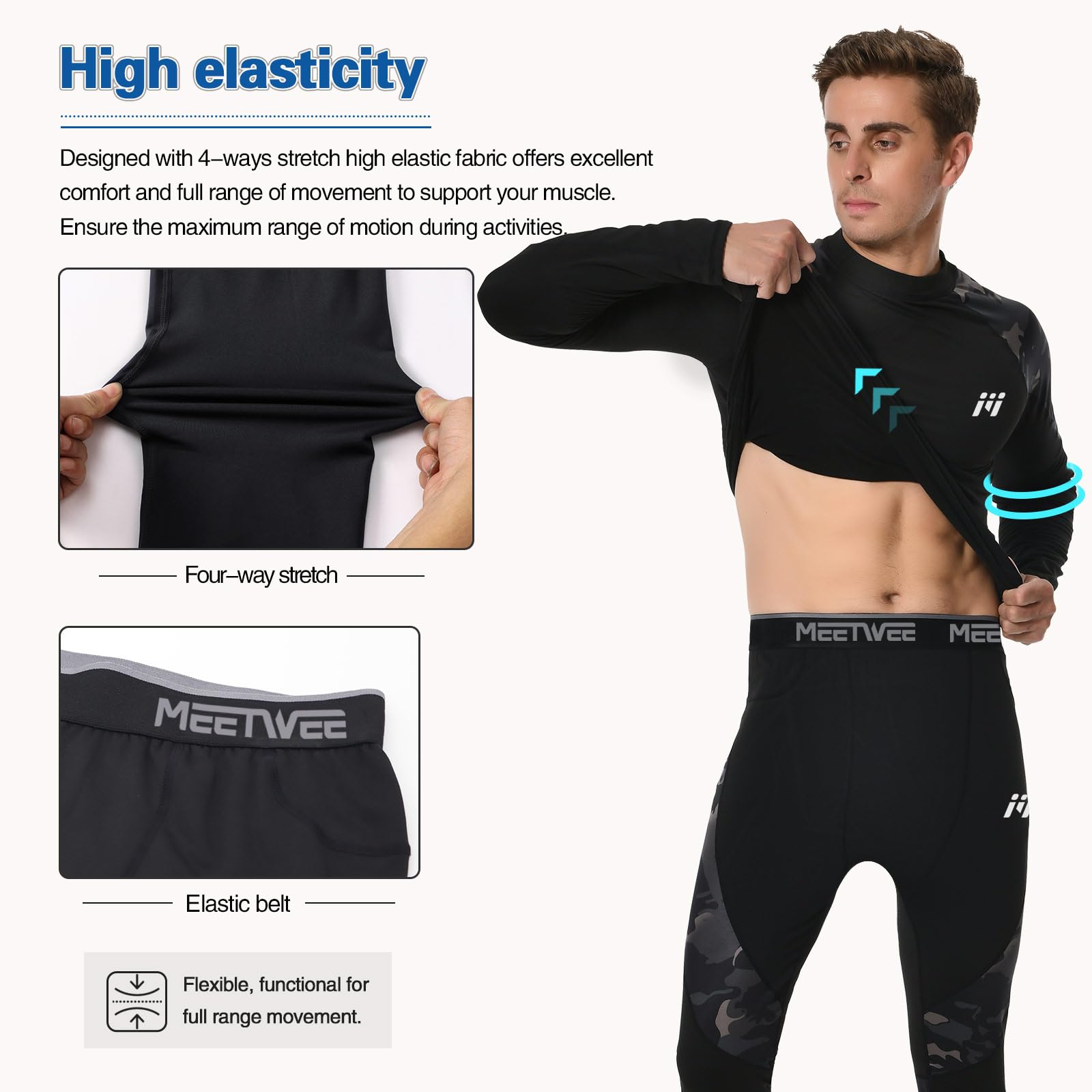MEETWEE Zestawy termiczne męskie Mężczyźni Men Thermal Underwear Set (1 w zestawie)