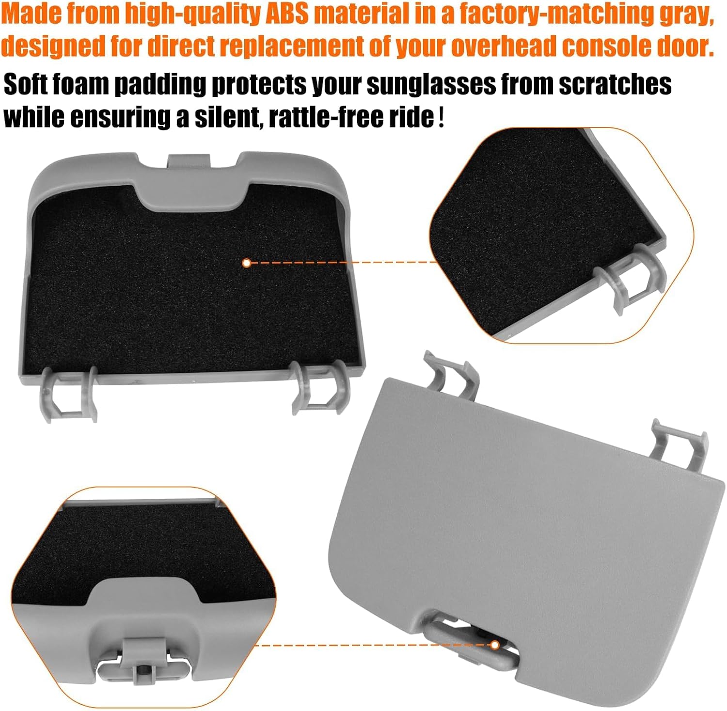 Compatible with Ford Super Duty Overhead Console F250 F350 F450 F550 Sunglasses Holder Box 2002 2003 2004, Replace for 2C3Z27811586BAA Roof Sunglasses Storage, F250 Overhead Bin Lid-Light Grey