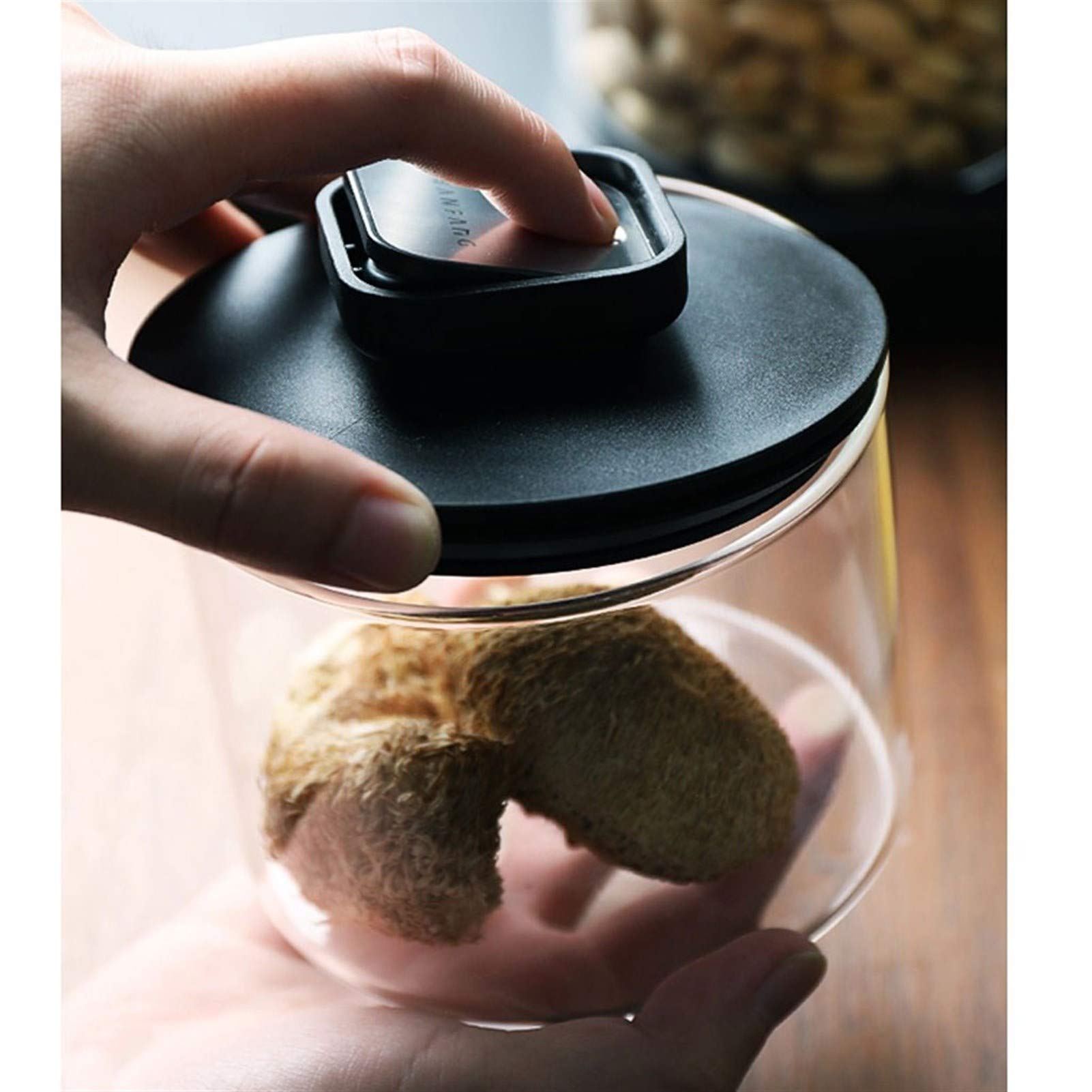 Botes para Alimentos Borrar almacenamiento de vidrio tarros, con tapas hermético, Bote estanco for la cocina, grano de café, té de hojas sueltas, galletas del caramelo jarras, un juego de 3 Botes Herm