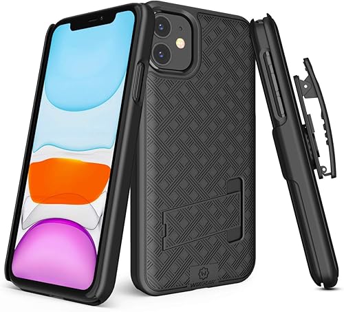 WixGear Funda para iPhone 11, funda para Apple iPhone 11 con soporte y clip para cinturón (no para 11 Pro o Pro max)