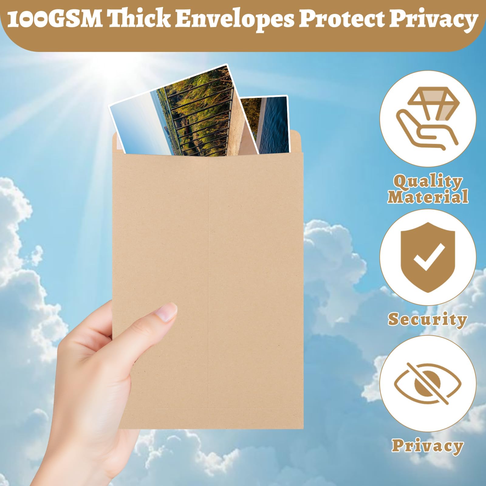 Lot de 300 enveloppes A5 auto-adhésives - 229 x 162 mm - 100 g/m² - Enveloppes kraft sans fenêtre pour la maison, le bureau et une utilisation commerciale - Marron