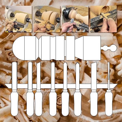 Miniatura 4 de Kit de cincel de torno de herramientas de torneado de madera HSS 8pcs con mango de haya