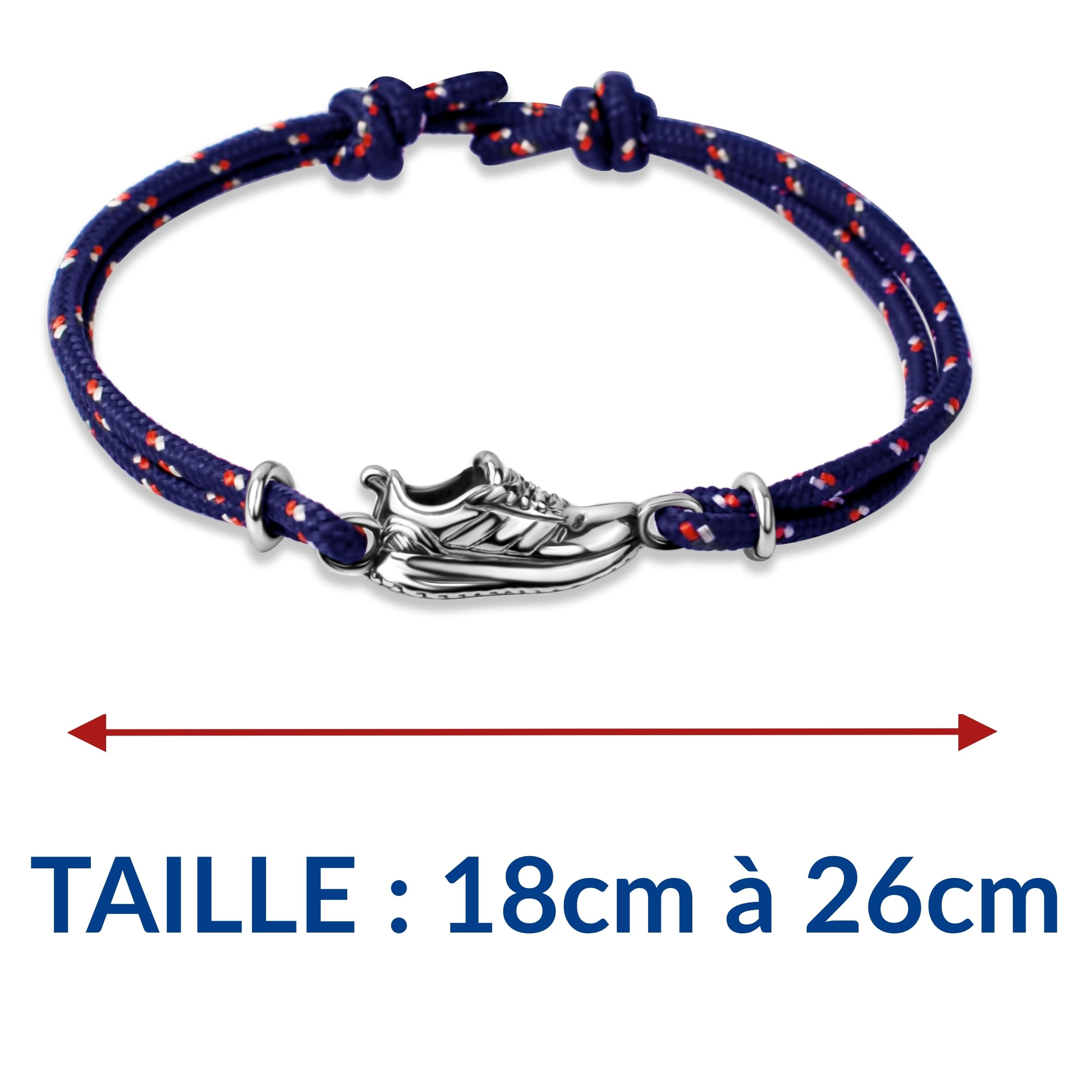 ERNESTINE - Bracelet running réglable cordon acier inoxydable basket course à pied - idée cadeau homme femme - idée cadeau runner sport accessoire poignet bijou original - bracelet homme course à pied