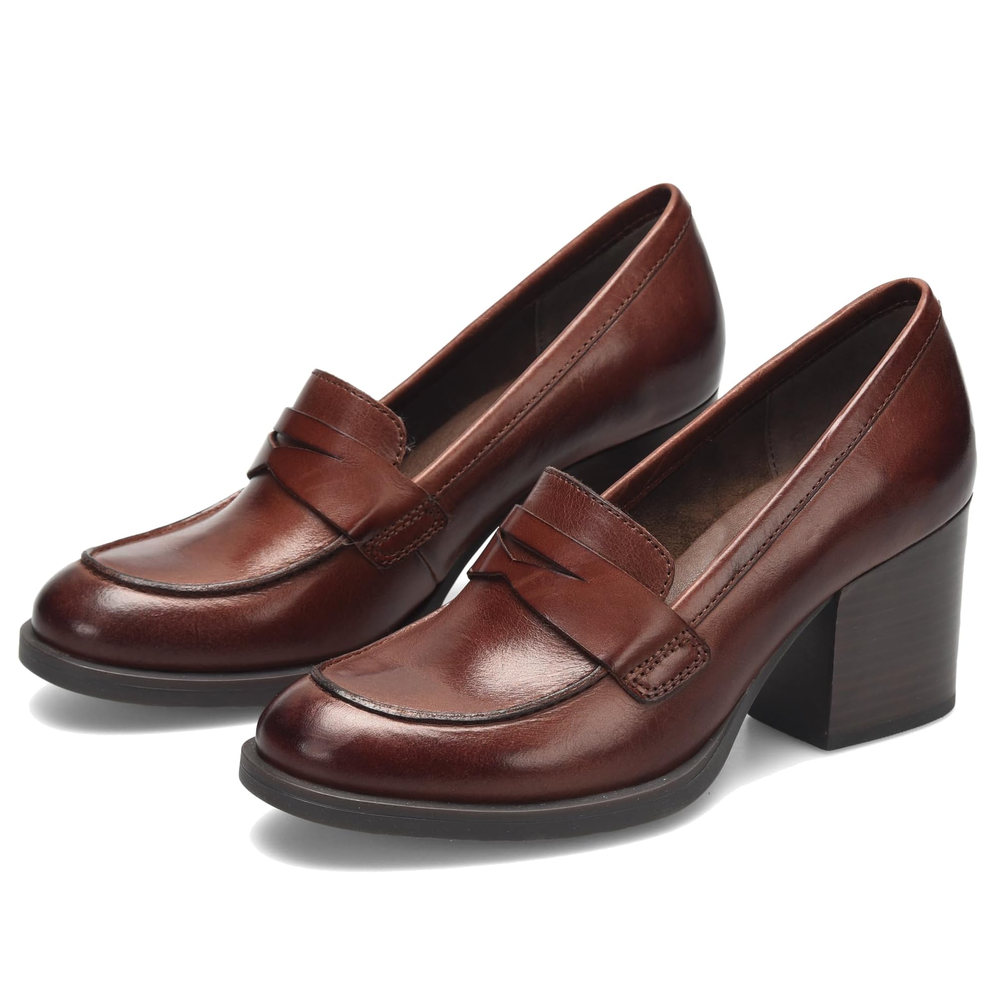 Women Vintage Chunky Heel Loafers Pumps Platform Round Closed Toe Oxford Shoes Burnished Patent Matte Suede Slip On Dress Loafer Block Stacked Heels Office Formal Work Business 4-11 M US-image-18