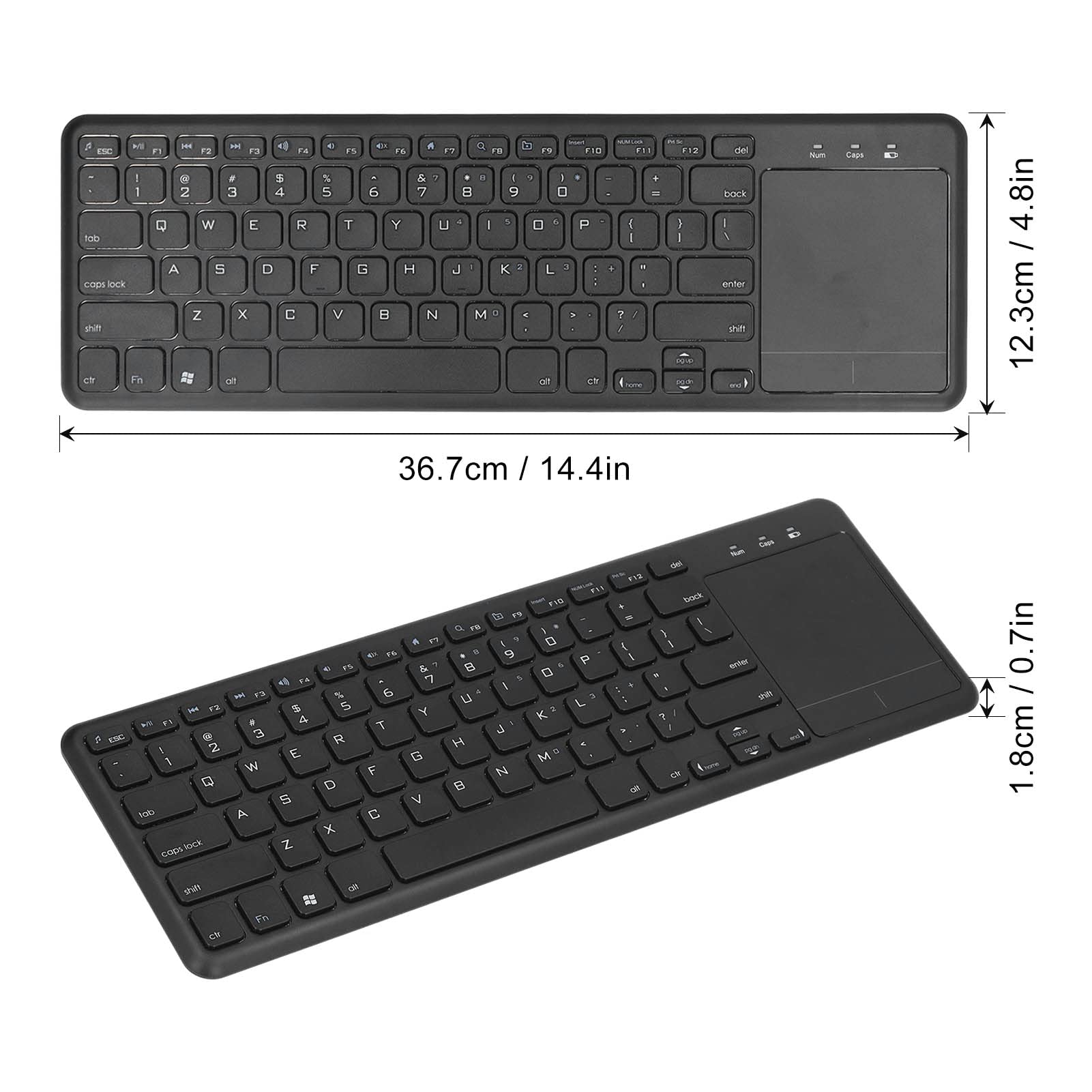 Bezprzewodowa Klawiatura z Panelem Dotykowym, 2.4G, Uniwersalna Ultracienka Klawiatura do Laptopa, PC, Tablet i Telefonu Komórkowego