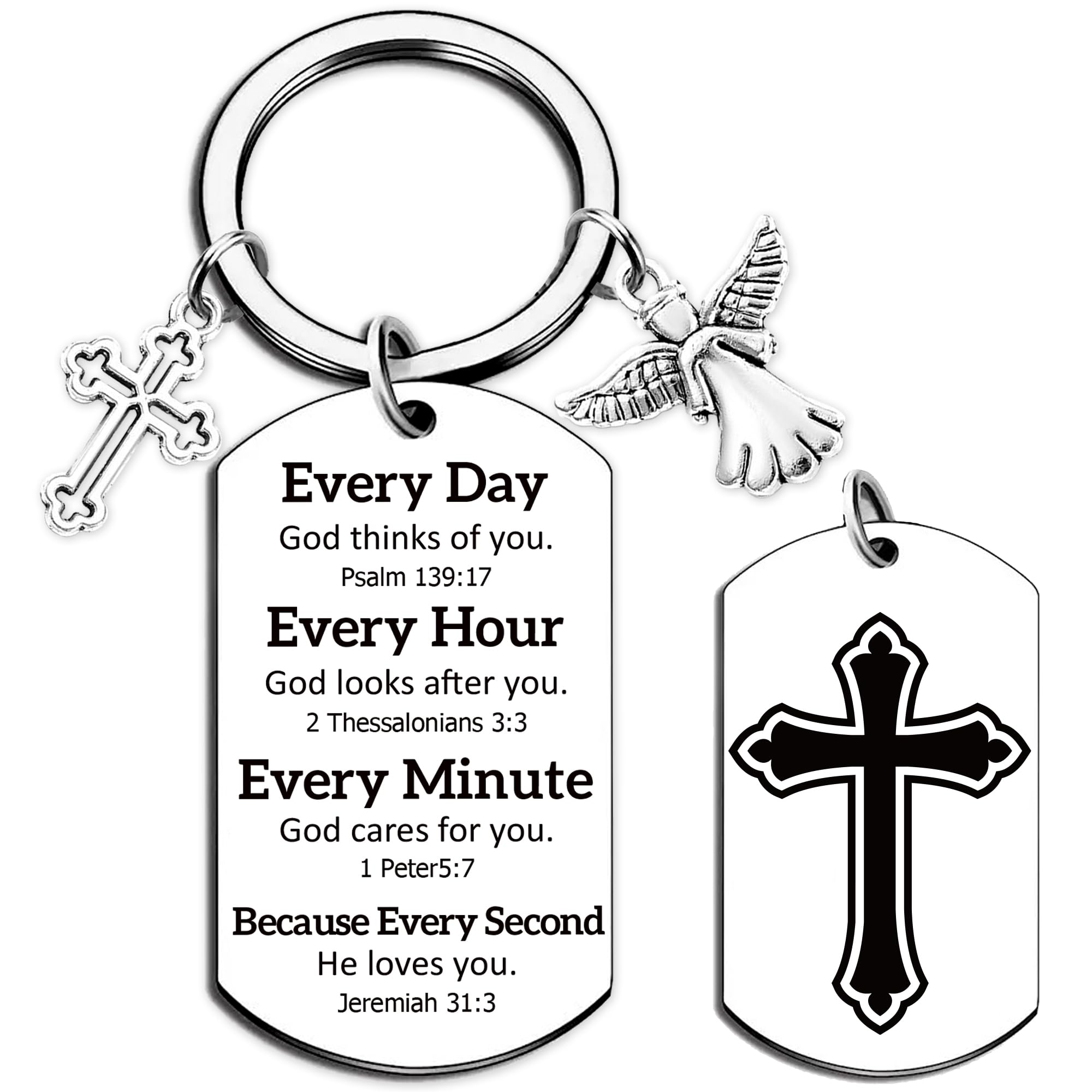 Inspirational Christian Gifts Keychain for Women - Religious Gift Keyring for Men, Priests, Sister, Friend, Mom, Catholic