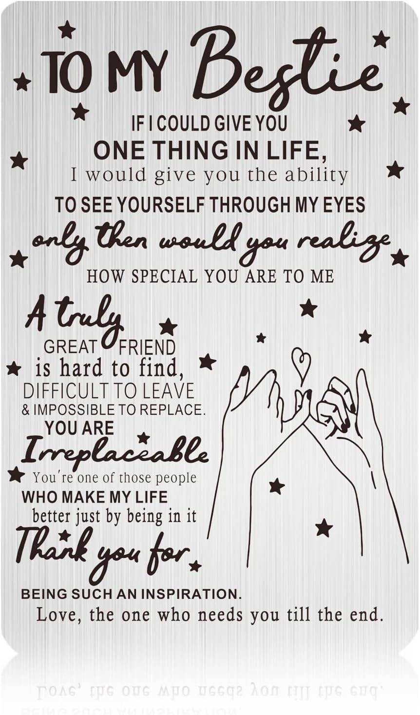 Best Friends Gifts, Engraved Wallet Card for Best Friends, Gifts for Friends Long Distance Gifts, Wallet Insert Card Friendship Jewelry Birthday Gift New Year Christmas Thanksgiving Day Present