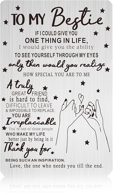 Best Friends Gifts for Women, Engraved Wallet Card for Best Friends, Gifts for Friends Long Distance Gifts, Wallet Insert Card Friendship Jewelry Birthday Gift New Year Christmas Thanksgiving Day