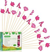 Vista 11 de 120 palillos de cóctel de perlas rosadas, palillos de dientes largos, 4.7 pulgadas, desechables, hechas de bambú natural, para aperitivo