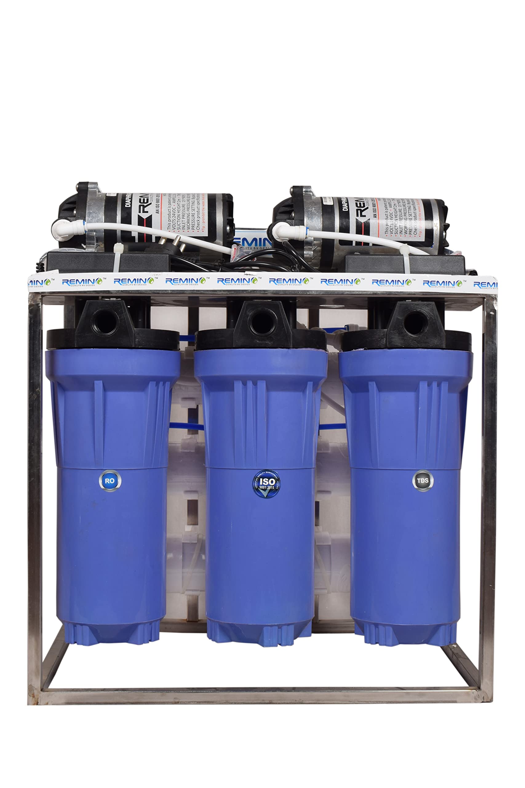 Remino 25 LPH Commercial RO Water Purifier with Double Pump Purification, TDS Adjuster, Blue